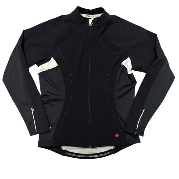 Specialized Cycling Jacket Womens S/M Black White Full Zip Windproof Pockets - Picture 1 of 11